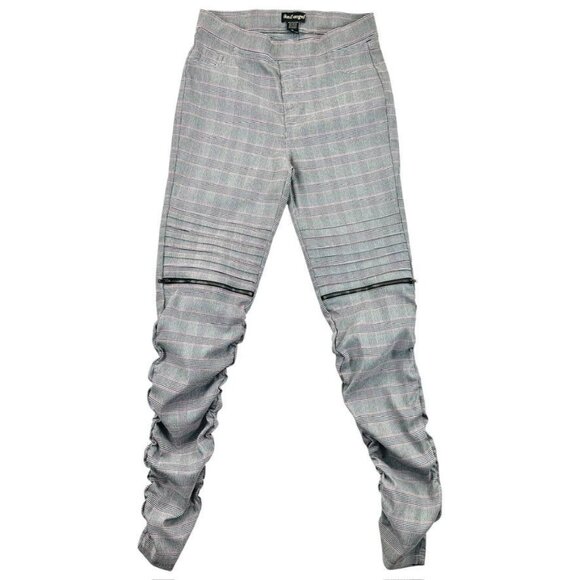 Like An Angel Women's Gray Plaid Moto-Style Skinny Pants XL - Picture 2 of 8